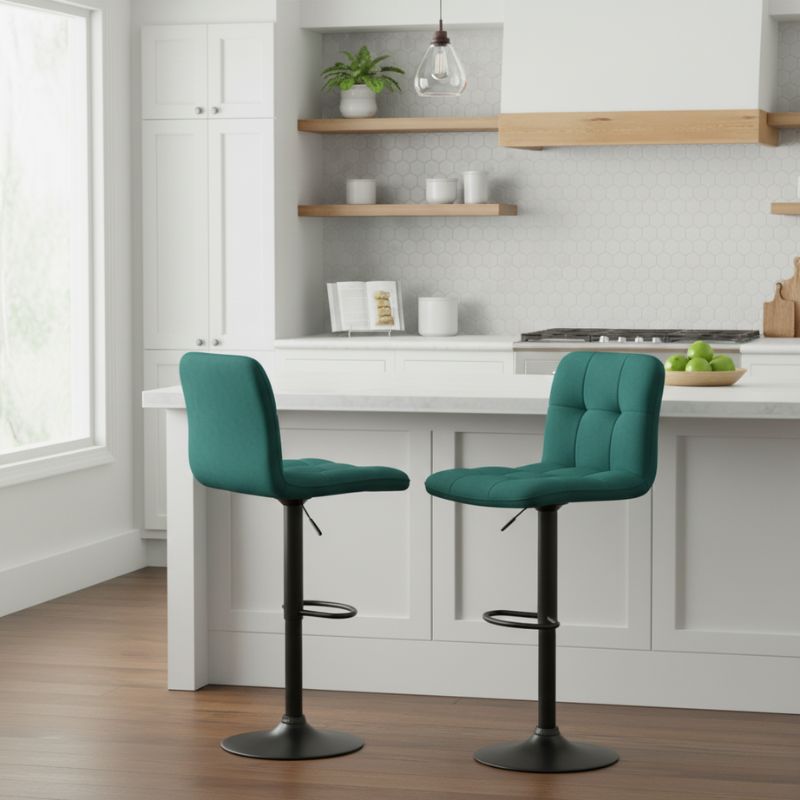 Σκαμπό Μπαρ Carmelo Megapap Με Ρυθμιζόμενο Ύψος Βελούδο Κυπαρισσί - Βάση Μαύρο Ματ 45X42X90/113Εκ.