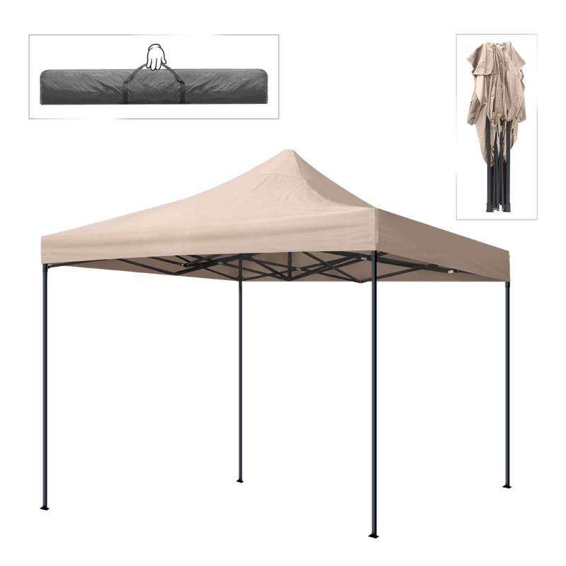 Κιόσκι - Gazebo Bari Megapap Πτυσσόμενο Μεταλλικός Σκελετός - Αδιάβροχο Ύφασμα Χρώμα Της Άμμου 3X3X3,10M.