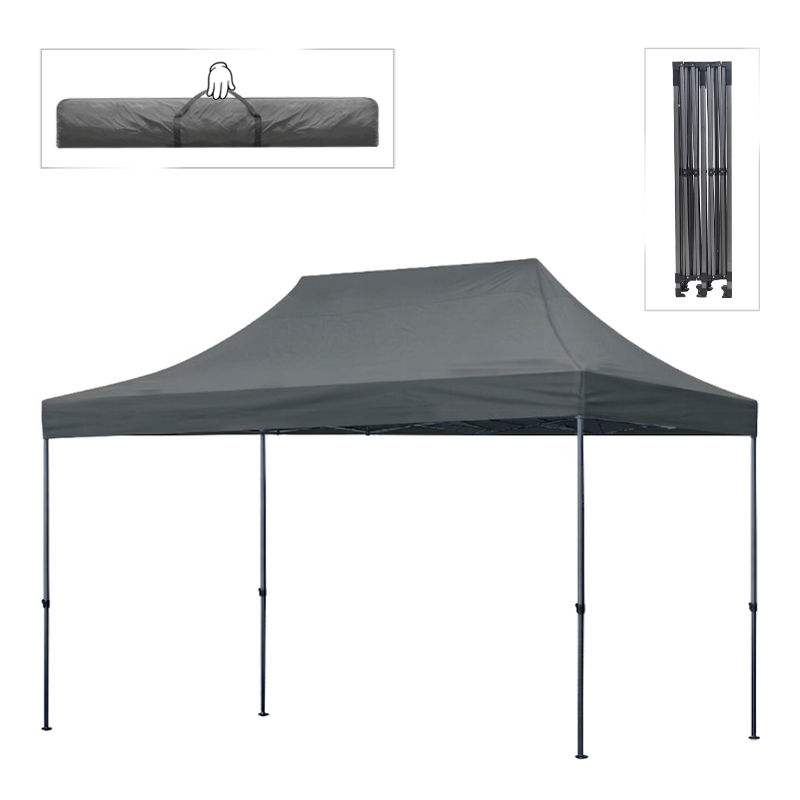 Κιόσκι - Gazebo Bari Megapap Πτυσσόμενο Μεταλλικός Σκελετός - Αδιάβροχο Ύφασμα Χρώμα Γκρι 3X4,5X3,20M.