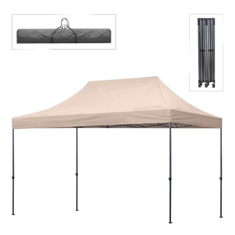 Κιόσκι - Gazebo Bari Megapap Πτυσσόμενο Μεταλλικός Σκελετός - Αδιάβροχο Ύφασμα Χρώμα Της Άμμου 3X4,5X3,20M.