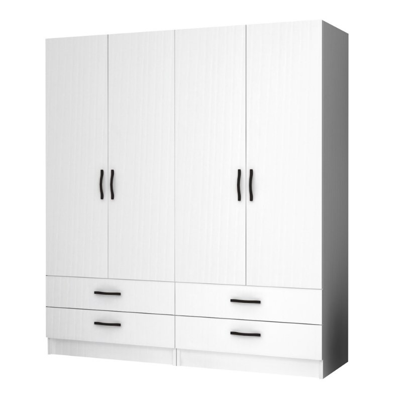 Ντουλάπα Ρούχων Ricardo Megapap Τετράφυλλη Χρώμα Λευκό 160X51,8X181Εκ.