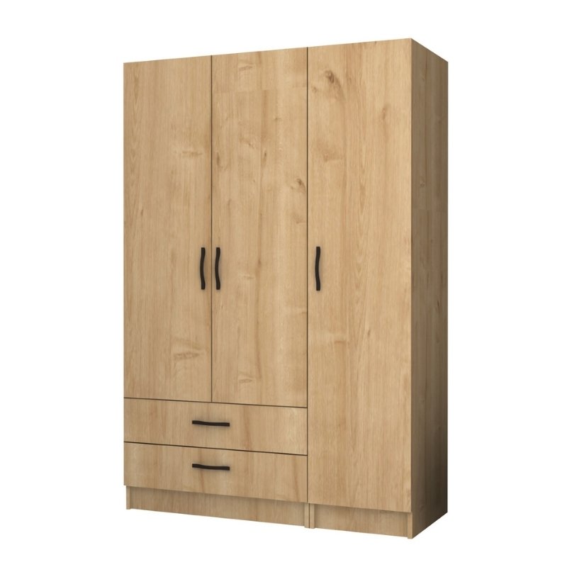 Ντουλάπα Ρούχων Ricardo Megapap Τρίφυλλη Χρώμα Φυσικό Οξιάς 120X51,8X181Εκ.