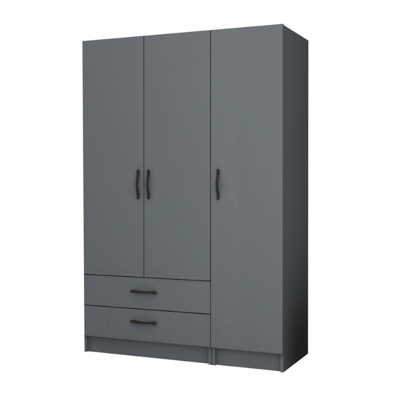 Ντουλάπα Ρούχων Ricardo Megapap Τρίφυλλη Χρώμα Ανθρακί 120X51,8X181Εκ.