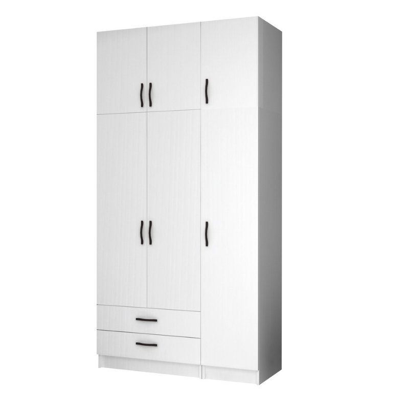 Ντουλάπα Ρούχων Ricardo Megapap Τρίφυλλη Με Πατάρι Χρώμα Λευκό 120X51,8X240Εκ.