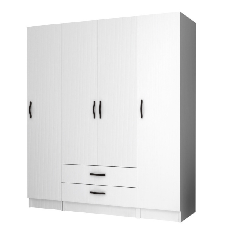 Ντουλάπα Ρούχων Ricardo Megapap Τετράφυλλη Χρώμα Λευκό 160X51,8X181Εκ.