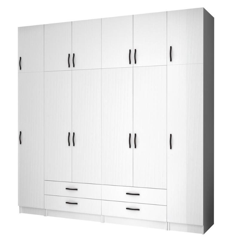 Ντουλάπα Ρούχων Ricardo Megapap Εξάφυλλη Με Πατάρι Χρώμα Λευκό 240X51,8X240Εκ.