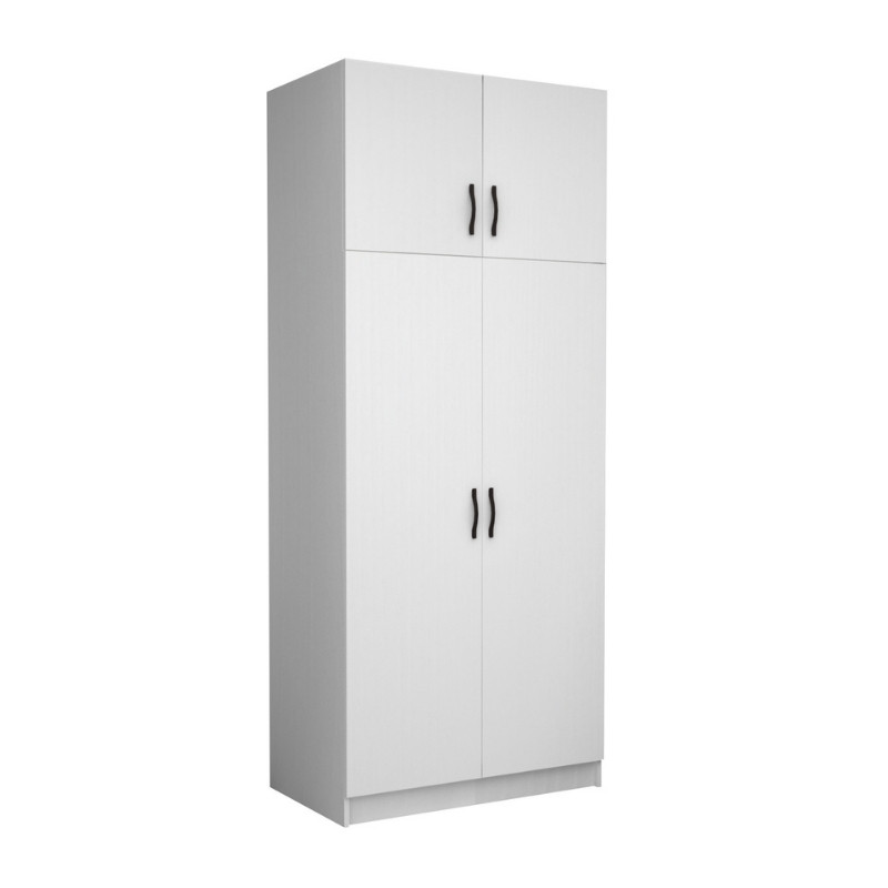 Ντουλάπα Ρούχων Victoria Megapap Δίφυλλη Με Πατάρι Χρώμα Λευκό 100X60X240Εκ.