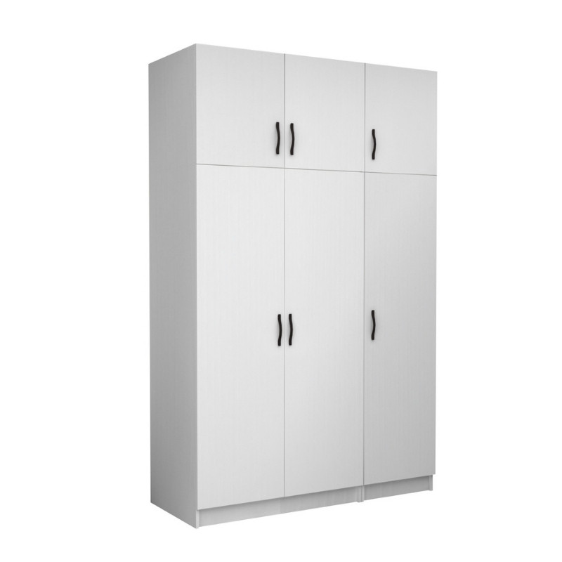 Ντουλάπα Ρούχων Victoria Megapap Τρίφυλλη Με Πατάρι Χρώμα Λευκό 150X60X240Εκ.