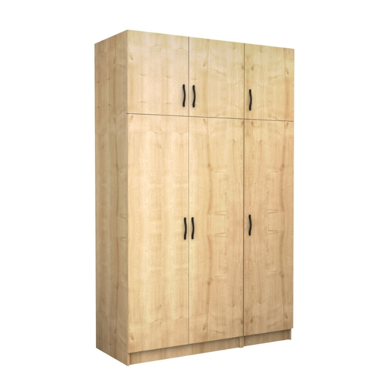 Ντουλάπα Ρούχων Victoria Megapap Τρίφυλλη Με Πατάρι Χρώμα Φυσικό Οξιάς 150X60X240Εκ.