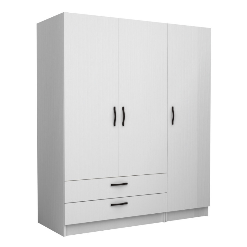 Ντουλάπα Ρούχων Victoria Megapap Τρίφυλλη Με Συρτάρια Χρώμα Λευκό 150X60X181Εκ.