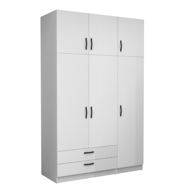 Ντουλάπα Ρούχων Victoria Megapap Τρίφυλλη Με Πατάρι Και Συρτάρια Χρώμα Λευκό 150X60X240Εκ.