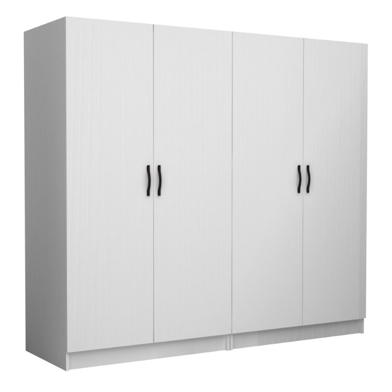 Ντουλάπα Ρούχων Victoria Megapap Τετράφυλλη Χρώμα Λευκό 200X60X181Εκ.