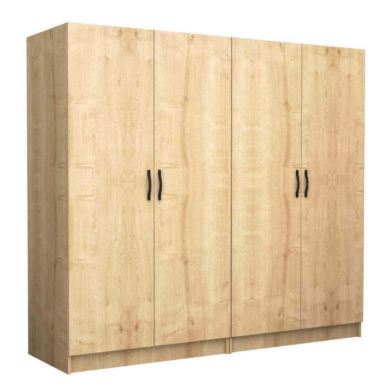 Ντουλάπα Ρούχων Victoria Megapap Τετράφυλλη Χρώμα Φυσικό Οξιάς 200X60X181Εκ.