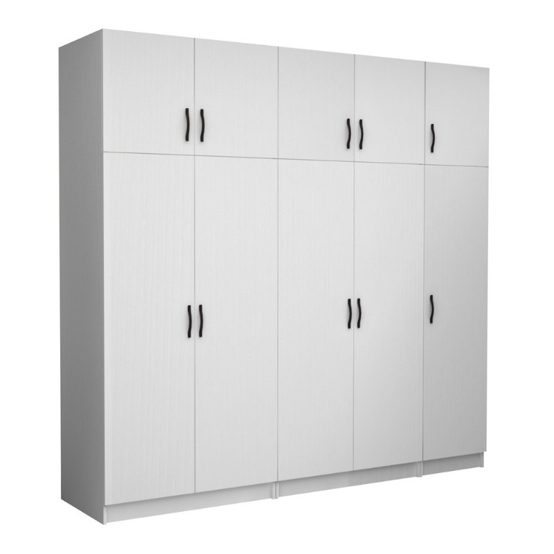 Ντουλάπα Ρούχων Victoria Megapap Πεντάφυλλη Με Πατάρι Χρώμα Λευκό 250X60X240Εκ.