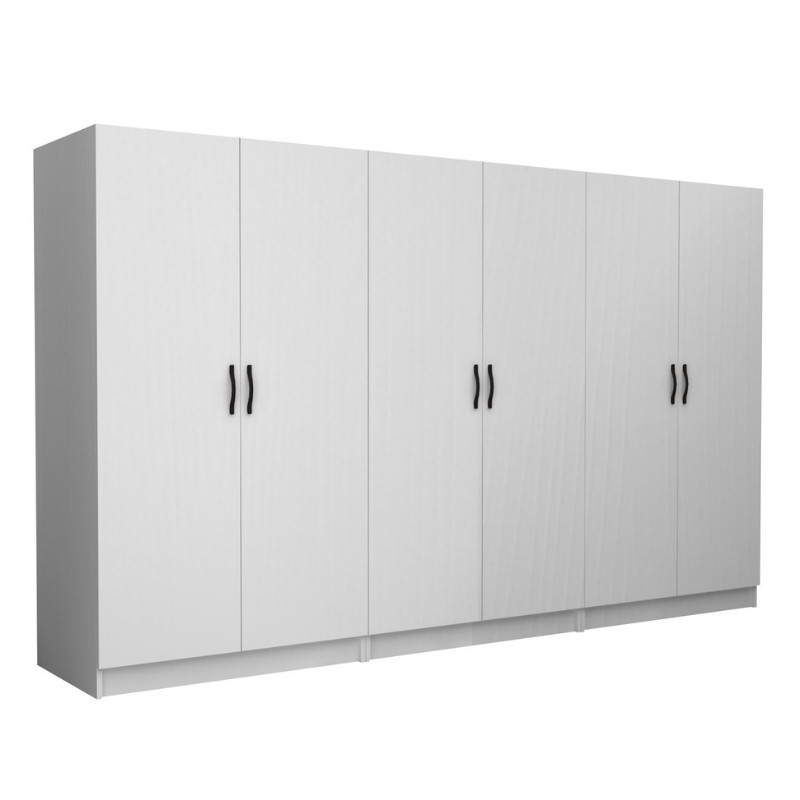 Ντουλάπα Ρούχων Victoria Megapap Εξάφυλλη Χρώμα Λευκό 300X60X181Εκ.