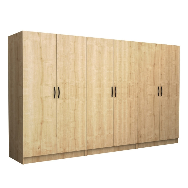 Ντουλάπα Ρούχων Victoria Megapap Εξάφυλλη Χρώμα Φυσικό Οξιάς 300X60X181Εκ.