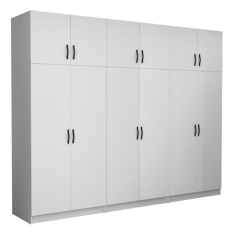 Ντουλάπα Ρούχων Victoria Megapap Εξάφυλλη Με Πατάρι Χρώμα Λευκό 300X60X240Εκ.