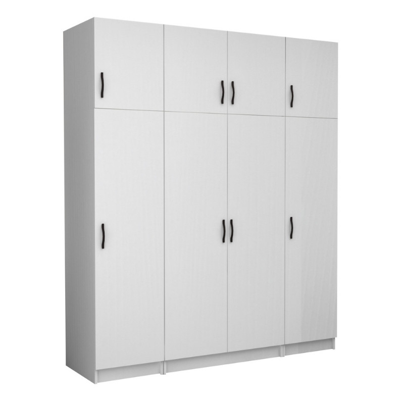 Ντουλάπα Ρούχων Victoria Megapap Τετράφυλλη Με Πατάρι Χρώμα Λευκό 200X60X240Εκ.