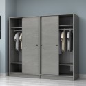 Ντουλάπα Ρούχων Regio Megapap Τετράφυλλη Συρόμενη Χρώμα Γκρι Σκυροδέματος 200X60X181Εκ.