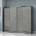 Ντουλάπα Ρούχων Regio Megapap Τετράφυλλη Συρόμενη Χρώμα Γκρι Σκυροδέματος 200X60X181Εκ.