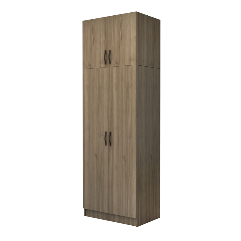 Ντουλάπα Ρούχων Vivian Megapap Δίφυλλη Με Πατάρι Χρώμα Καρυδί 80X51,8X240Εκ.