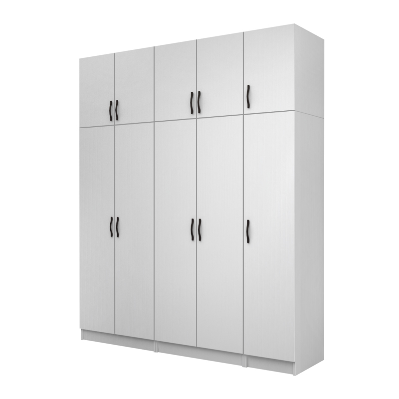 Ντουλάπα Ρούχων Vivian Megapap Πεντάφυλλη Με Πατάρι Χρώμα Λευκό 200X51,8X240Εκ.