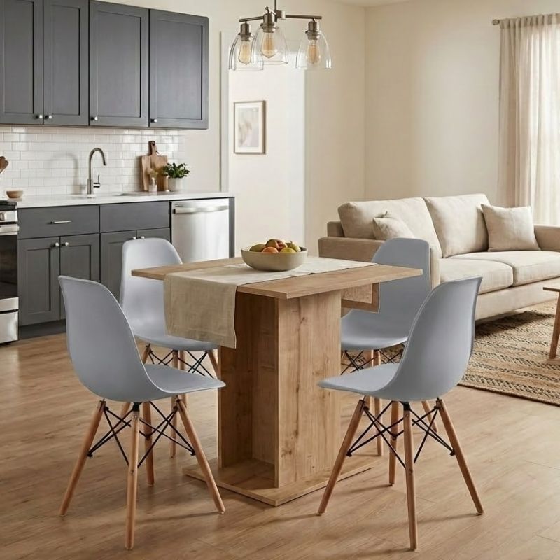 Σετ Τραπεζαρία 5Τμχ Allos - Nova Megapap Χρώμα Sapphire Oak - Γκρι 75X75X77Εκ.