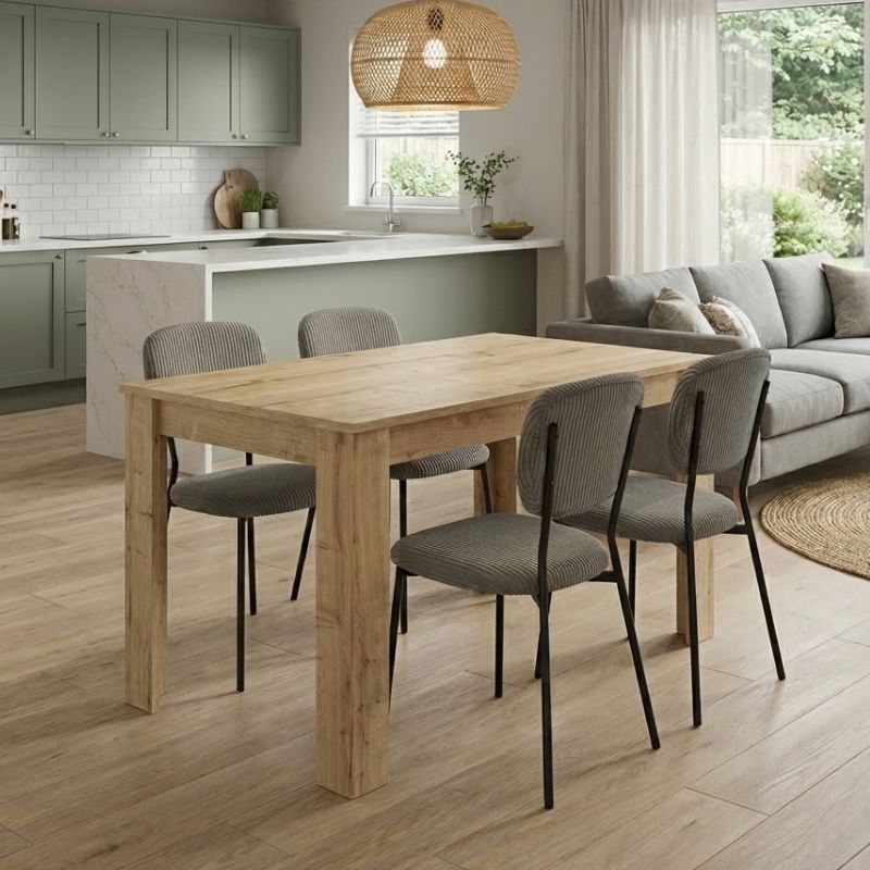 Σετ Τραπεζαρία 5Τμχ Darlen - Kevin Megapap Χρώμα Sapphire Oak - Λαδί 125X72X74Εκ.