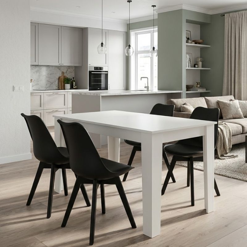 Σετ Τραπεζαρία 5Τμχ Darlen - Viva Megapap Χρώμα Λευκό - Μαύρο 125X72X74Εκ.