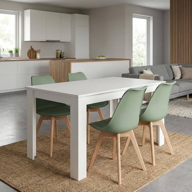 Σετ Τραπεζαρία 5Τμχ Darlen - Viva Megapap Χρώμα Λευκό - Φυστικί 125X72X74Εκ.