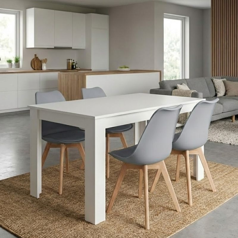 Σετ Τραπεζαρία 5Τμχ Darlen - Viva Megapap Χρώμα Λευκό - Γκρι 125X72X74Εκ.