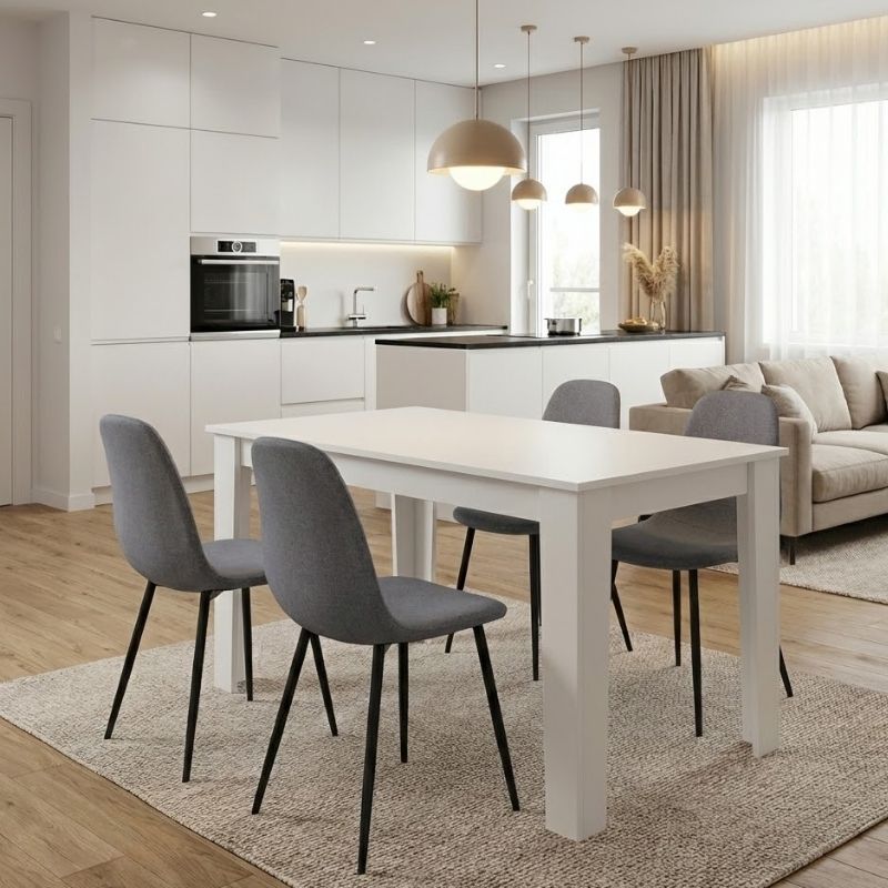 Σετ Τραπεζαρία 5Τμχ Darlen - Iris Megapap Χρώμα Λευκό - Γκρι 125X72X74Εκ.