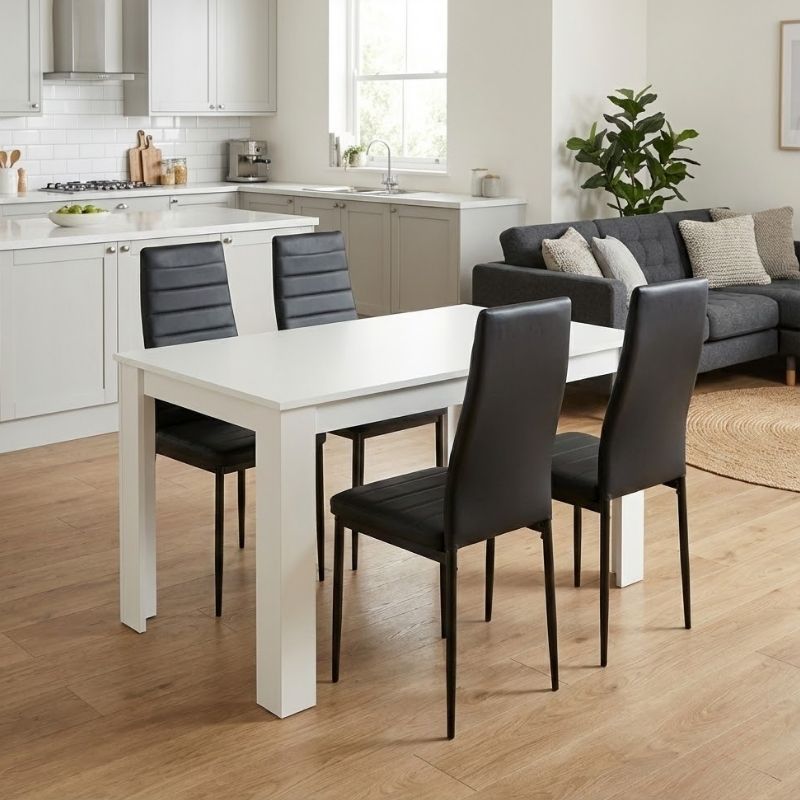 Σετ Τραπεζαρία 5Τμχ Darlen - Rosa Megapap Χρώμα Λευκό - Μαύρο 125X72X74Εκ.