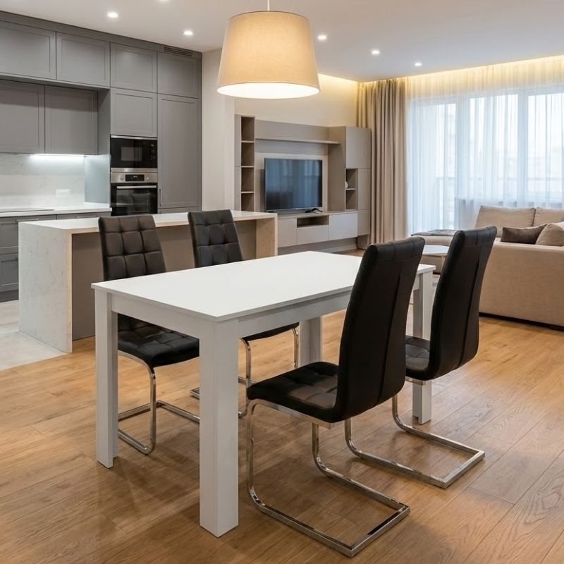 Σετ Τραπεζαρία 5Τμχ Darlen - Vela Megapap Χρώμα Λευκό - Μαύρο 125X72X74Εκ.