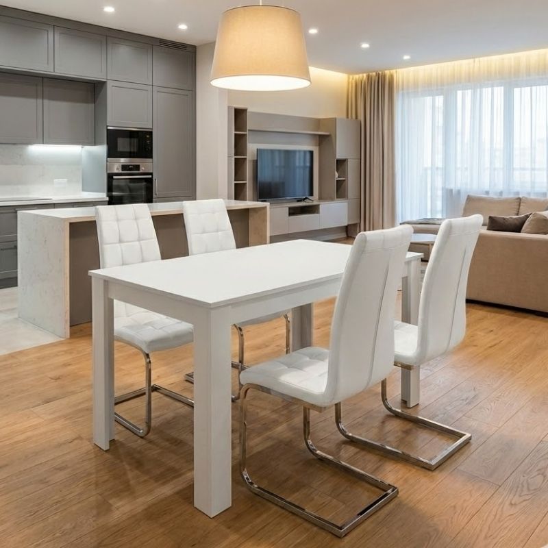 Σετ Τραπεζαρία 5Τμχ Darlen - Vela Megapap Χρώμα Λευκό 125X72X74Εκ.