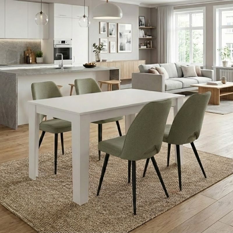 Σετ Τραπεζαρία 5Τμχ Darlen - Christy Megapap Χρώμα Λευκό - Λαδί 125X72X74Εκ.