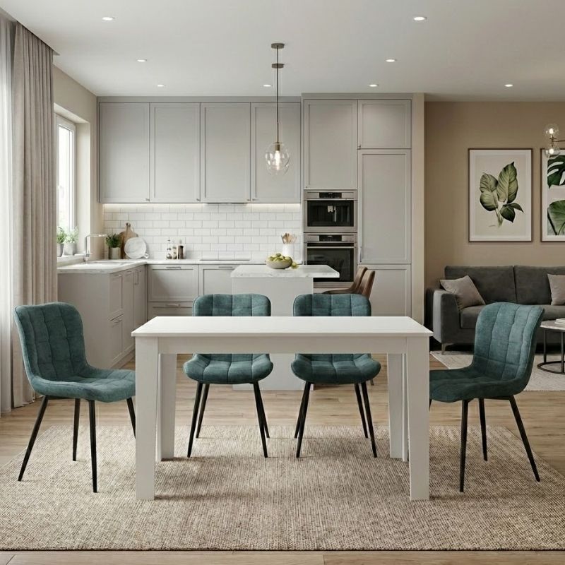 Σετ Τραπεζαρία 5Τμχ Darlen - Chiara Megapap Χρώμα Λευκό - Πράσινο 125X72X74Εκ.