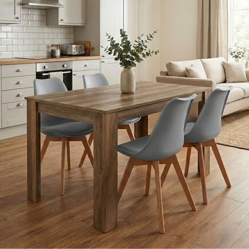 Σετ Τραπεζαρία 5Τμχ Darlen - Viva Megapap Χρώμα Καρυδί - Γκρι 125X72X74Εκ.