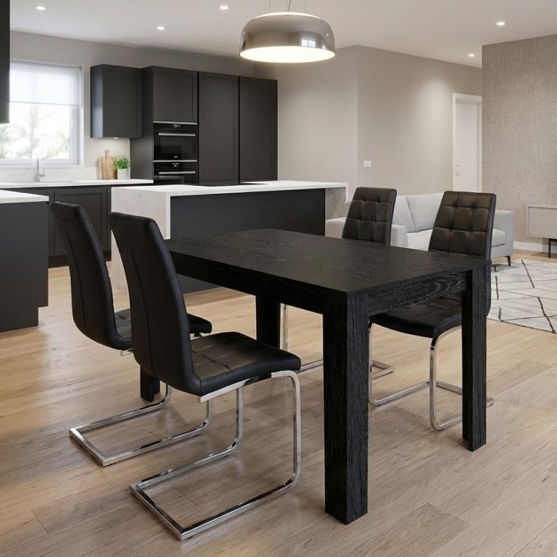 Σετ Τραπεζαρία 5Τμχ Darlen - Vela Megapap Χρώμα Sencron Black - Μαύρο 125X72X74Εκ.