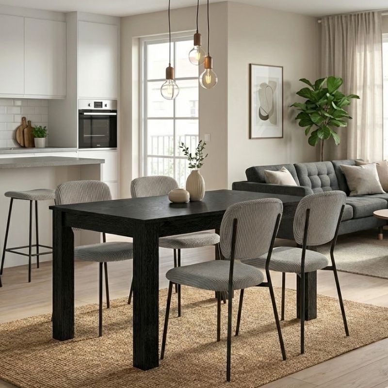 Σετ Τραπεζαρία 5Τμχ Darlen - Kevin Megapap Χρώμα Sencron Black - Λαδί 125X72X74Εκ.