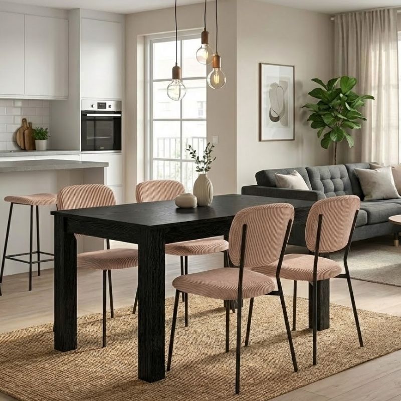 Σετ Τραπεζαρία 5Τμχ Darlen - Kevin Megapap Χρώμα Sencron Black - Μόκα 125X72X74Εκ.