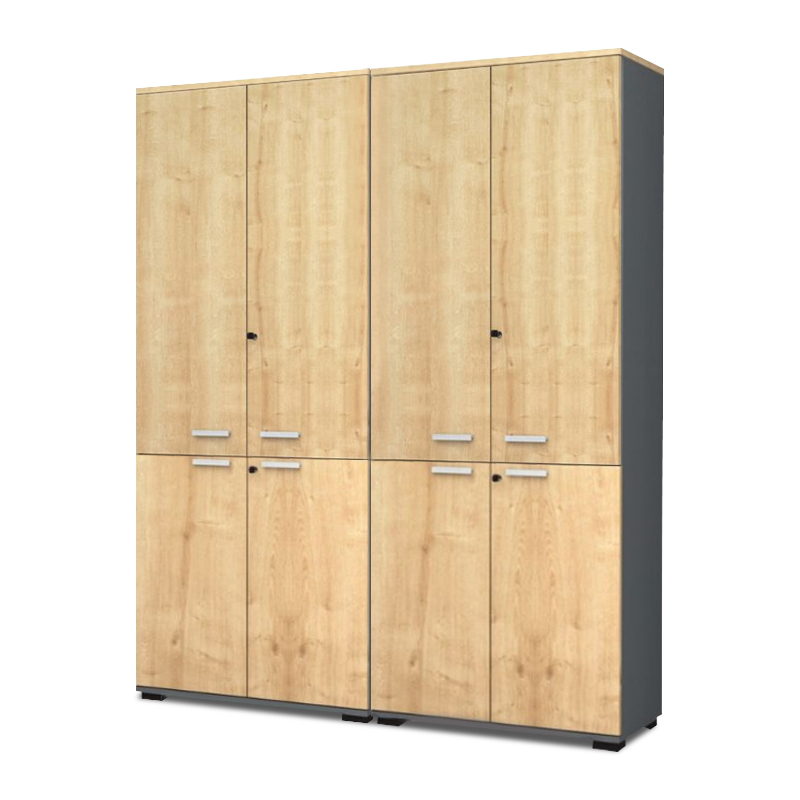 Ντουλάπα Γραφείου Επαγγελματική Venturo Megapap Χρώμα Ανθρακί - Φυσικό Οξιάς 160X40X200Εκ.