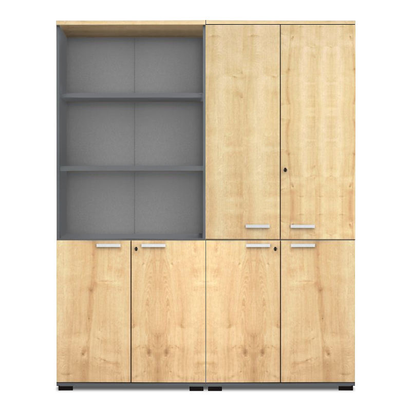 Ντουλάπα Γραφείου Επαγγελματική Venturo Megapap Χρώμα Ανθρακί - Φυσικό Οξιάς 160X40X200Εκ.