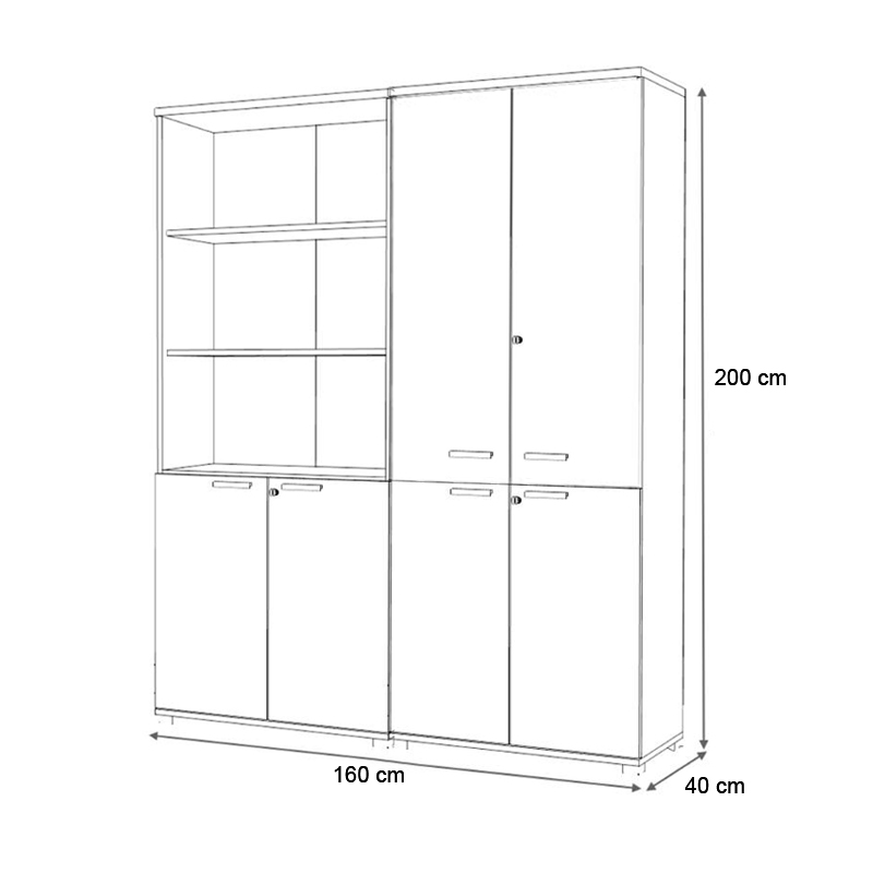 Ντουλάπα Γραφείου Με Κλειδαριά Επαγγελματική Venturo Megapap Χρώμα Ανθρακί - Καρυδί 160X40X200Εκ.