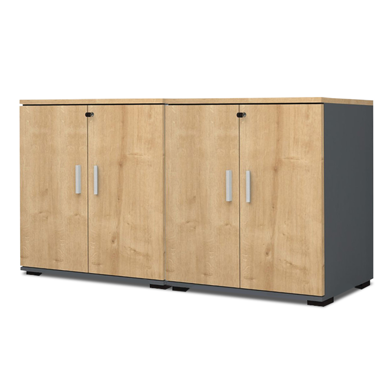 Ντουλάπι Γραφείου Επαγγελματικό Venturo Megapap Χρώμα Ανθρακί - Φυσικό Οξιάς 160X40X80Εκ.