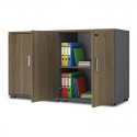 Ντουλάπι Γραφείου Με Κλειδαριά Επαγγελματικό Venturo Megapap Χρώμα Ανθρακί - Καρυδί 160X40X80Εκ.