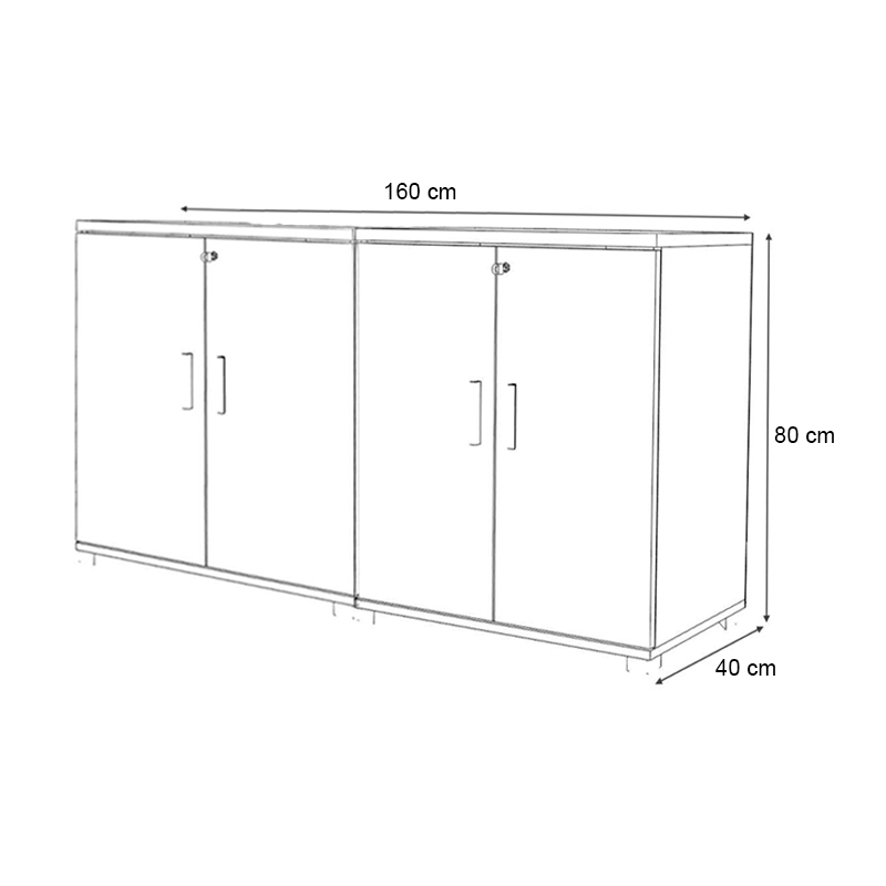 Ντουλάπι Γραφείου Με Κλειδαριά Επαγγελματικό Venturo Megapap Χρώμα Ανθρακί - Καρυδί 160X40X80Εκ.