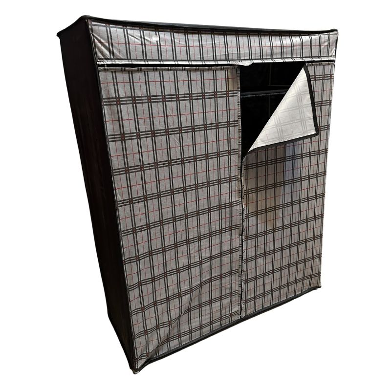 Ντουλάπα Perilla Υφασμάτινη Με Φερμουάρ Χρώμα Γκρι 117X48X145Εκ.