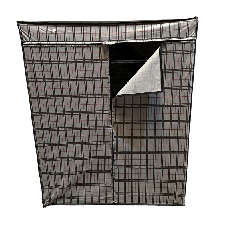 Ντουλάπα Perilla Υφασμάτινη Με Φερμουάρ Χρώμα Γκρι 117X48X145Εκ.