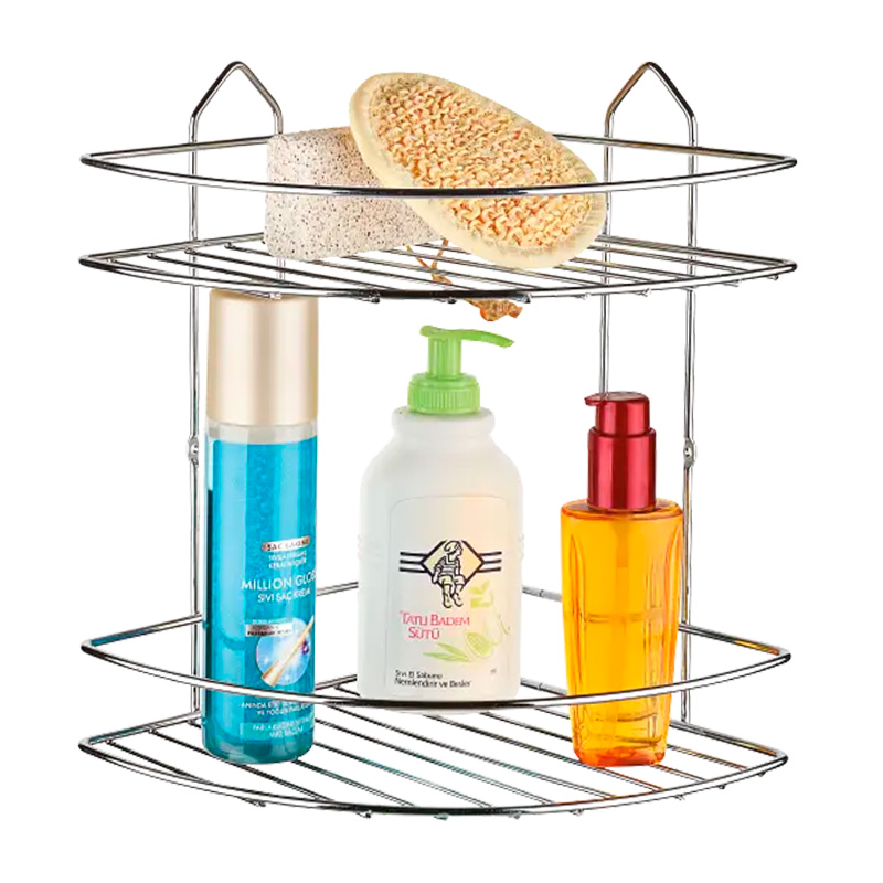 Ραφιέρα Μπάνιου Γωνιακή Perilla Μεταλλική Χρώμα Ασημί 20X20X28Εκ.